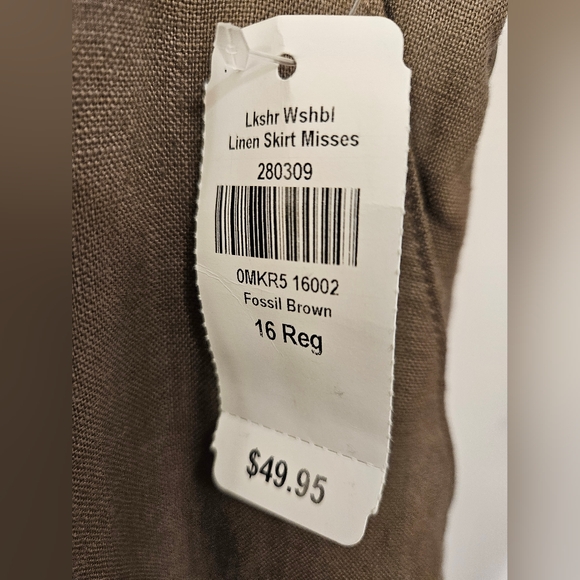 NWT - Linen L.L.Bean Fossil Brown Skirt - Size 16 Reg. - Picture 3 of 9